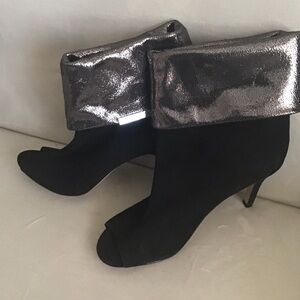 Calvin Klein Kaiya Black Suede Peep Toe Ankle Boots